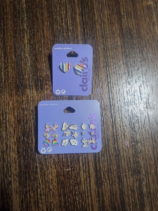 Claire's Other - Claire's Rainbow Heart and Assorted Cute Stud Earring Pack - Multicolor